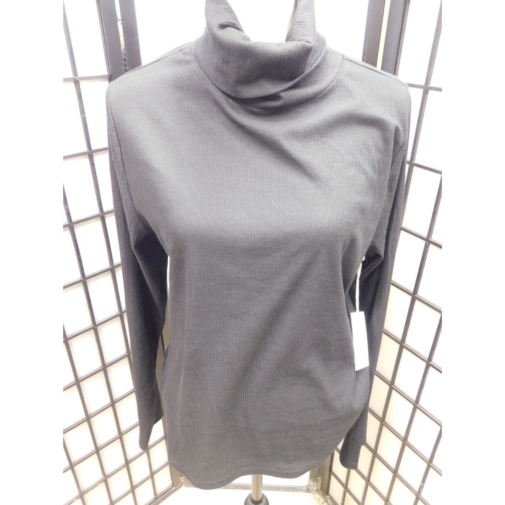 NWT Time and Tru Womens Black Ribbed Turtleneck Tee XL 16-18